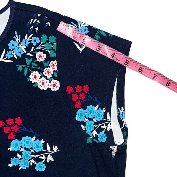 Draper James Floral Ponte A-Line Dress Navy Blue Spring Bouquet Cap Sleeve 1X - Picture 9 of 10
